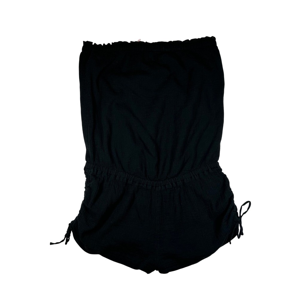 Victorias Secret Black Cotton Gauze Strapless Romper Tube Top Side Ties Medium